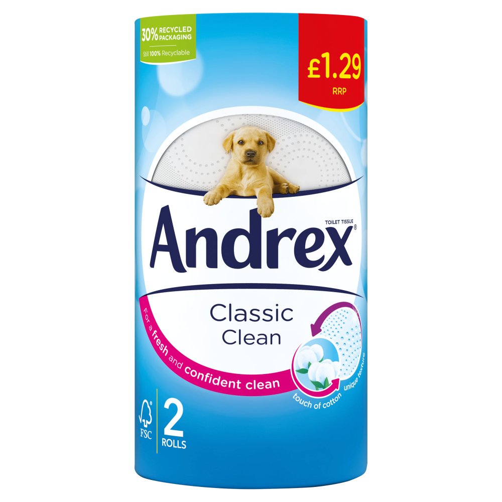 Andrex Classic Clean Toilet Tissue 2 Rolls