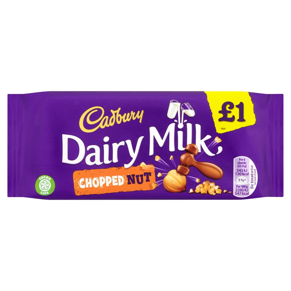 Cadbury Dairy Milk Chopped Nut £1 Chocolate Bar 95g